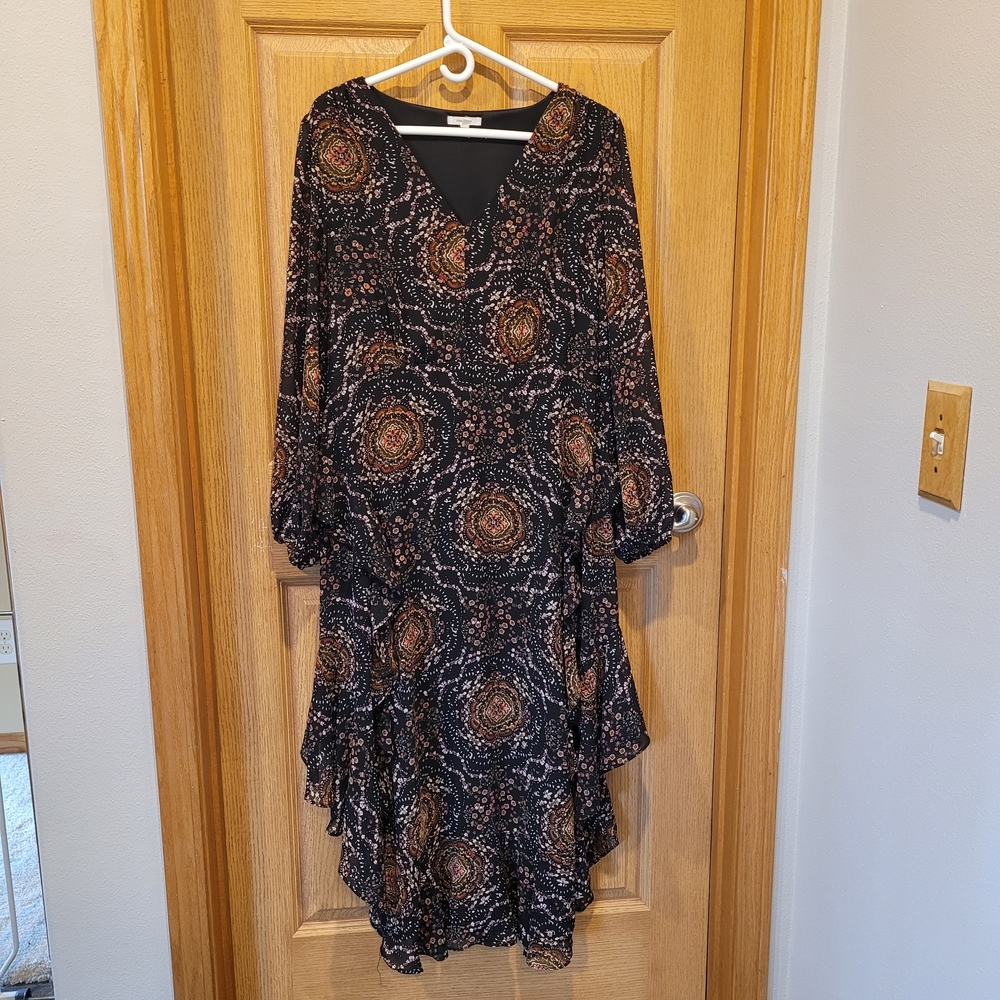 Maurices Black and Orange Long Sleeve Dress